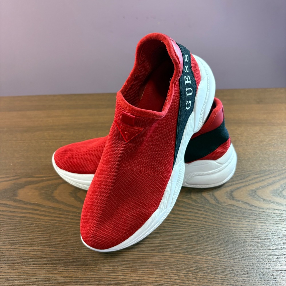 Guess Sneakers Women 7.5 Red Slip On Knit Sock Trainers WGLAKELEE - Picture 9 of 9